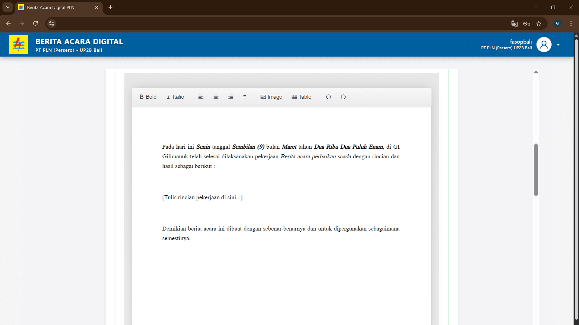 Screenshot PLN UP2B Bali